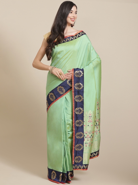 

SHANGRILA Lime Green Zari Art Silk Saree