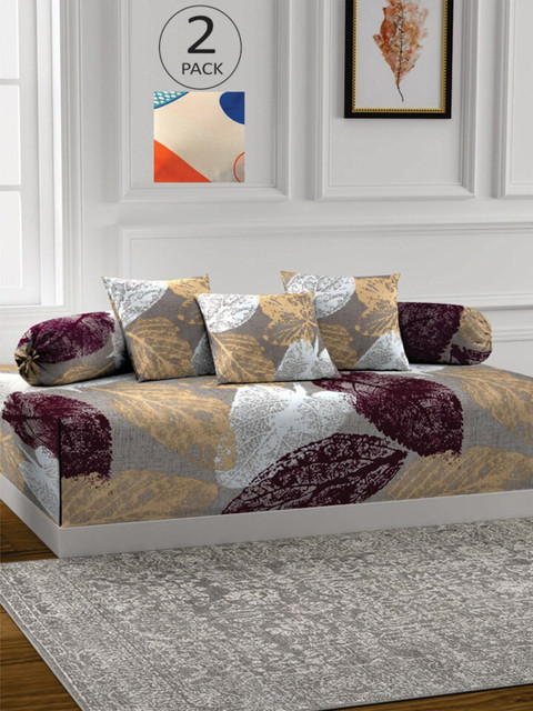 

KLOTTHE Set Of 2 Printed 2 Bedsheet With 4 Bolsters & 6 Cushion Covers, White