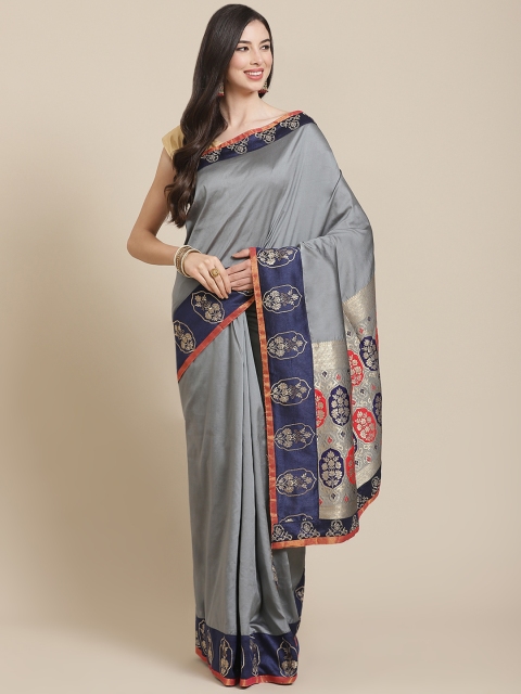 

SHANGRILA Grey Zari Art Silk Saree