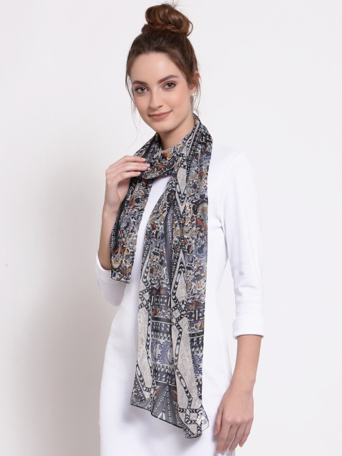 

J Style Women Blue & Grey Printed Stole