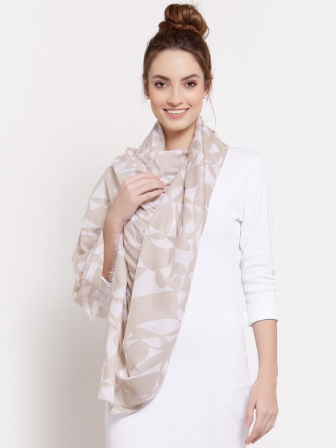 

J Style Women Beige & Off White Abstract Printed Cotton Stole
