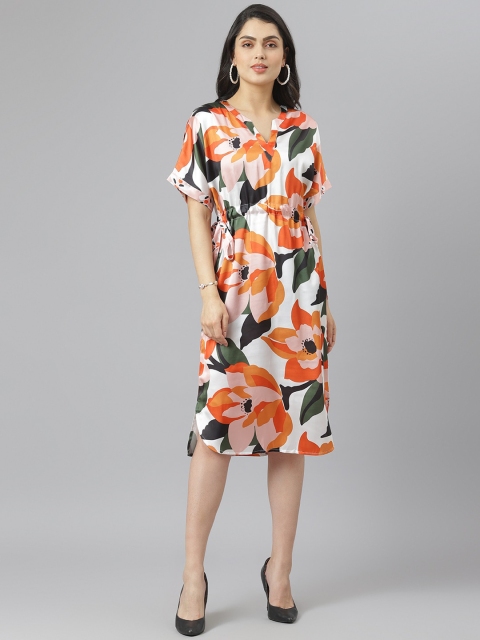 

am ma Orange & Blue Georgette A-Line Dress