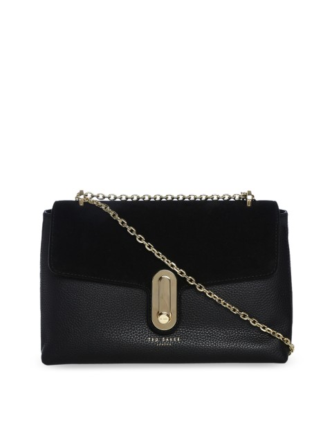 

Ted Baker Black Colourblocked Leather Structured Sling Bag