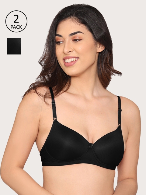 

Kalyani Pack of 2 Black Beginners Bra Lightly Padded 5042- BLACK Black 30 B