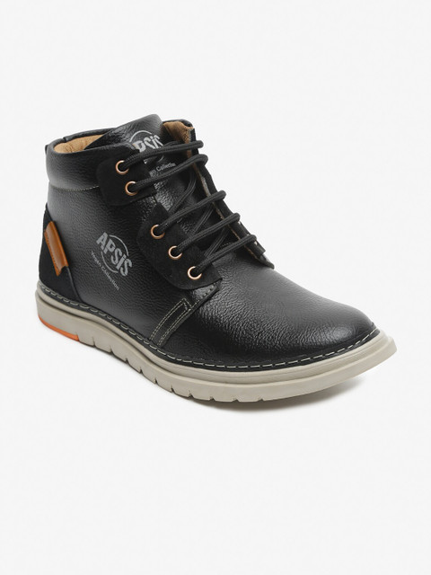 

Apsis Men Black Mid-Top Flat Boots