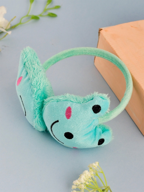 

Silvermerc Designs Girls Turquoise Blue Faux Fur Ear Muff Hairband
