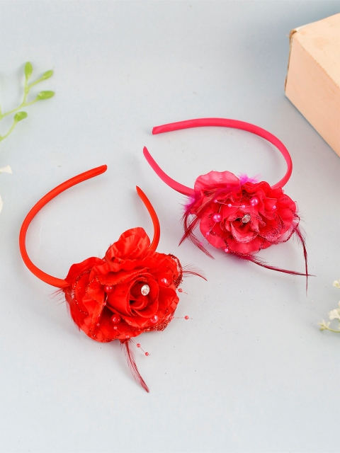

Silvermerc Designs Girls Red & Pink Set of 2 Lace Cindrella Hairbands