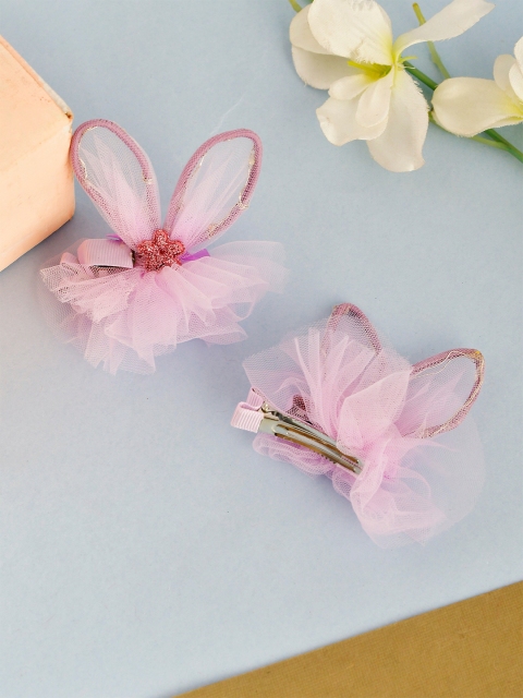 

Silvermerc Designs Girls Pink & Silver-Toned Embellished Alligator Hair Clip