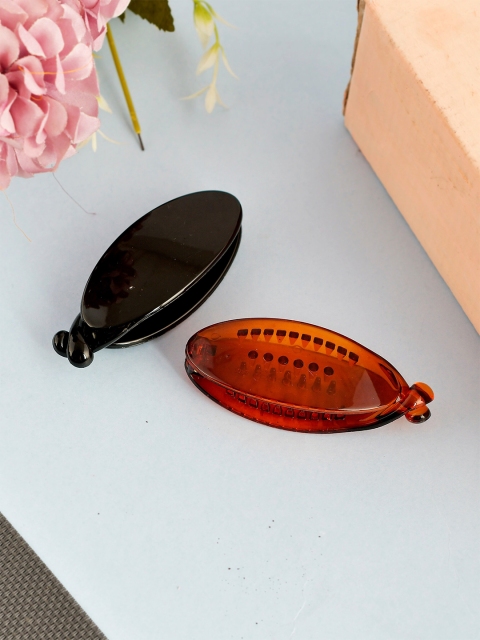 

Silvermerc Designs Women Set Of 2 Black & Brown Banana Clip