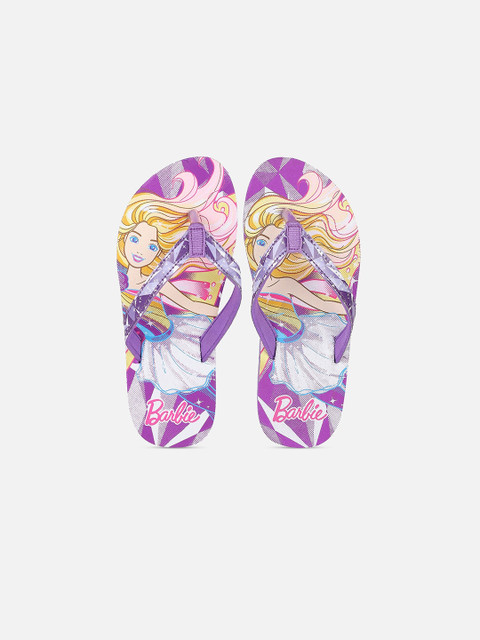 

Kids Ville Barbie Girls Purple Printed Rubber Thong Flip Flops