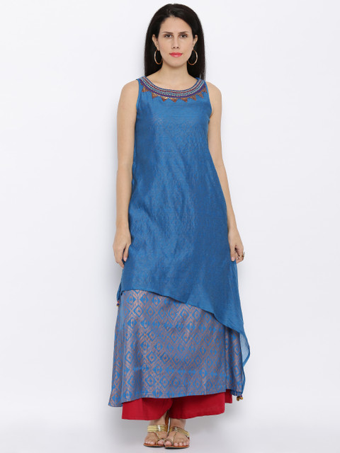 

Global Desi Women Blue Solid Maxi Dress