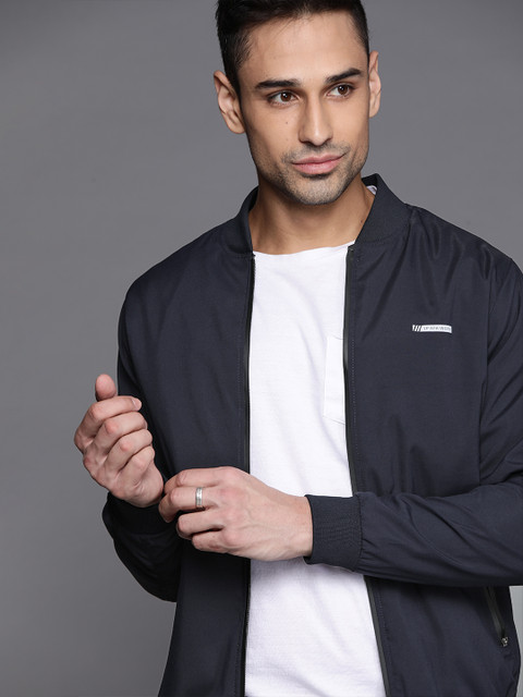

Louis Philippe Sport Men Navy Blue Solid Super Slim Fit Bomber Jacket