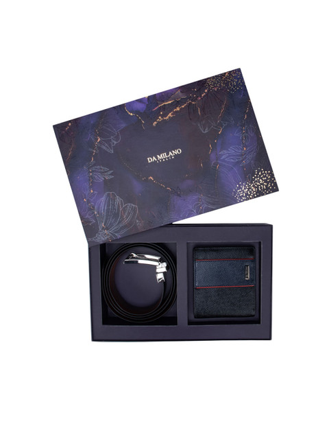 

Da Milano Men Black Solid Leather Accessory Gift Set