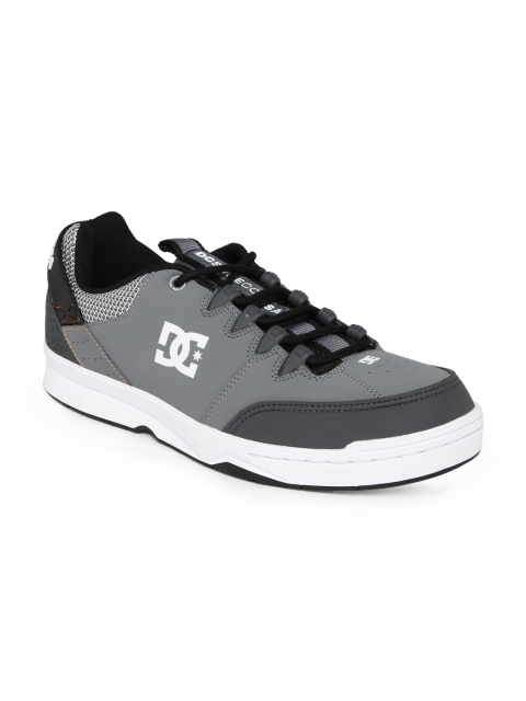 

DC Men Grey Leather Sneakers