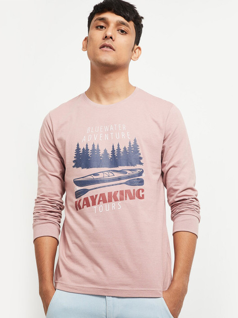 

max Men Pink Printed T-shirt