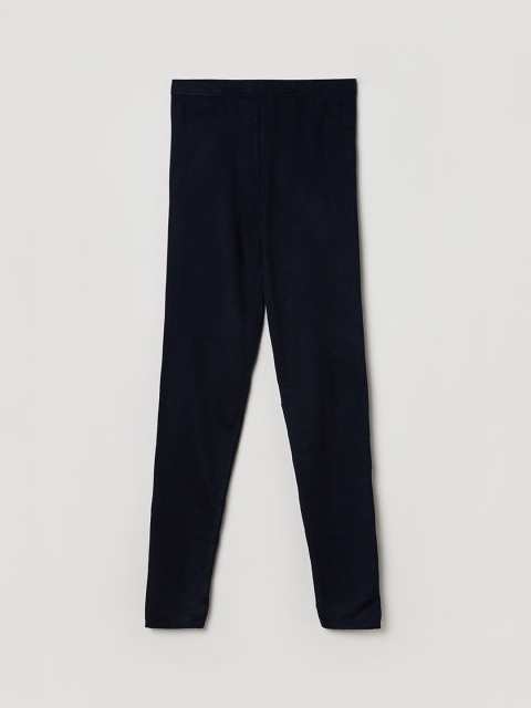 

max Girls Navy Blue Solid Leggings