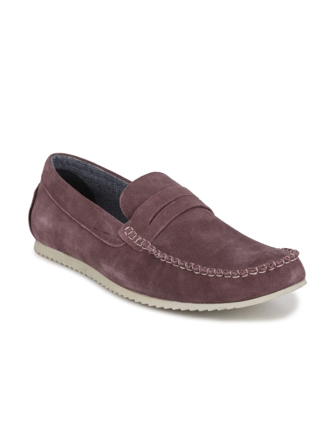 

Peter England Men Brown Suede Penny Loafers