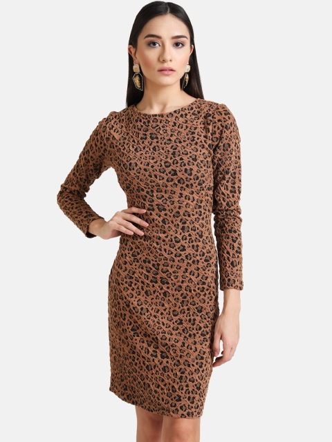

Kazo Women Brown & Black Animal Printed Sheath Dress