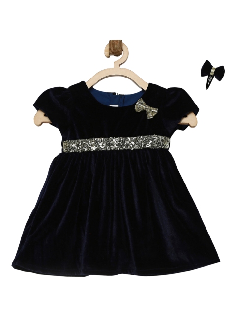 

MANY FROCKS & Navy Blue Velvet Dress
