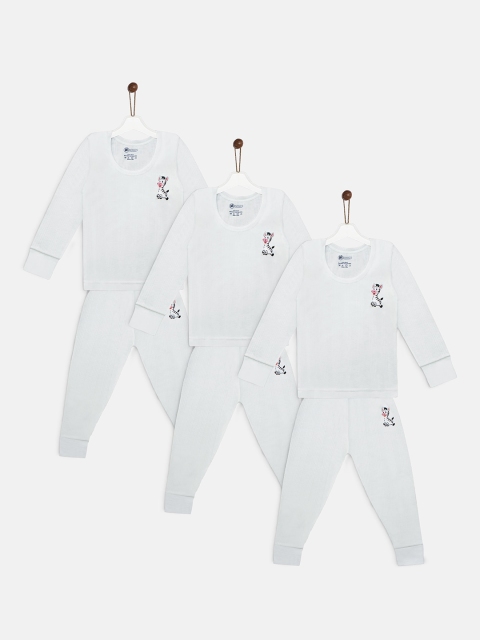 

YK Basics Kids Pack of 3 Thermal Sets, White