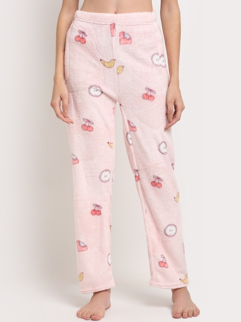 

TAG 7 Women Pink & Red Printed Fleece Lounge Pants