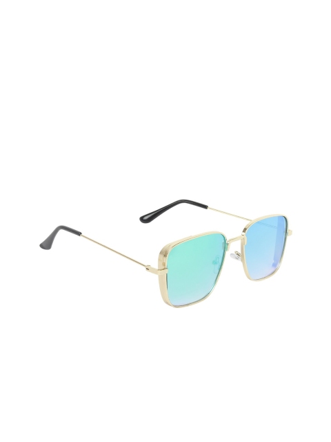 

ALIGATORR Unisex Blue Lens & Gold-Toned Wayfarer Sunglasses With UV Protected Lens