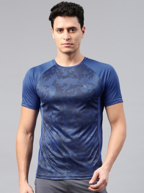 

HRX by Hrithik Roshan Men Blue Printed Round Neck Active RAPID-DRY T-shirt
