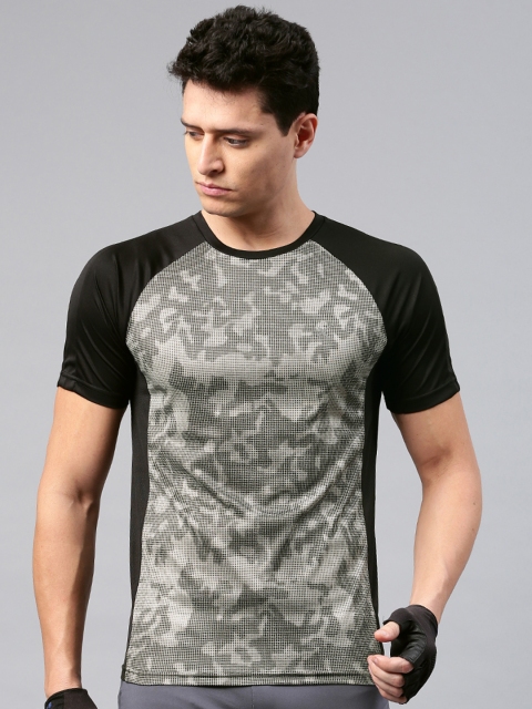 

HRX by Hrithik Roshan Men Black & Grey Printed Round Neck RAPID-DRY T-Shirt