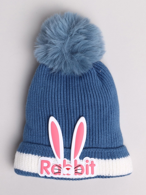 

Toonyport Unisex Kids Blue & White Self Design Wool Beanie