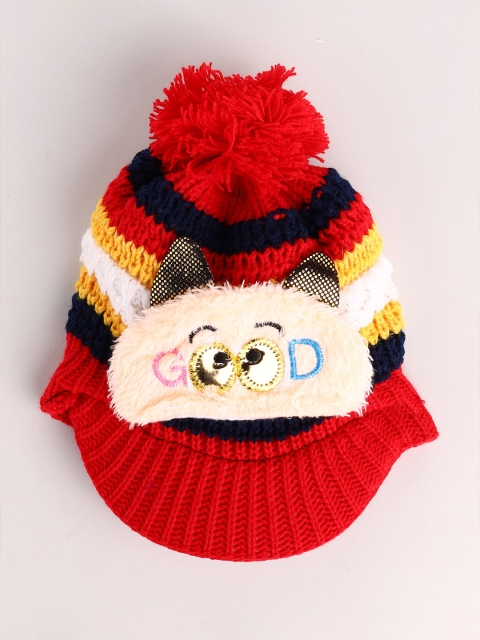 

Toonyport Kids Red & Yellow Woolen Beanie