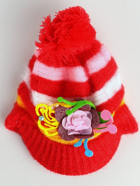 

Toonyport Girls Maroon & White Striped Woolen Beanie