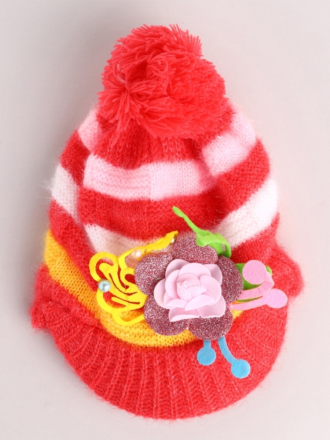 

Toonyport Girls Red & White Beanie Cap