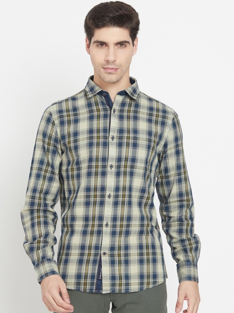 

METTLE Men Grey Tartan Checks Opaque Checked Casual Shirt