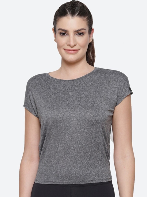 

ASICS Women Grey Colourblocked Extended Sleeves Cut Outs Training or Gym T-shirt