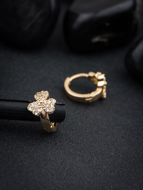 

Alankruthi Gold-Plated & White Circular Hoop Earrings
