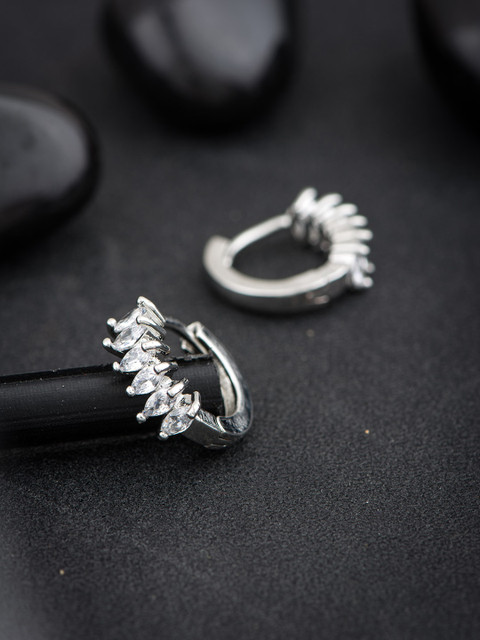 

Alankruthi Silver-Toned Circular Hoop Earrings