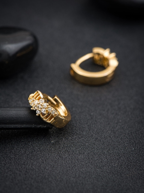 

Alankruthi Gold-Plated & White Circular Hoop Earrings