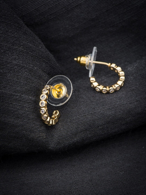 

Alankruthi Gold-Toned CZ- Studded Circular Studs Earrings