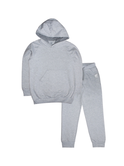 

KiddoPanti Kids Grey Solid Pure Cotton Tracksuit