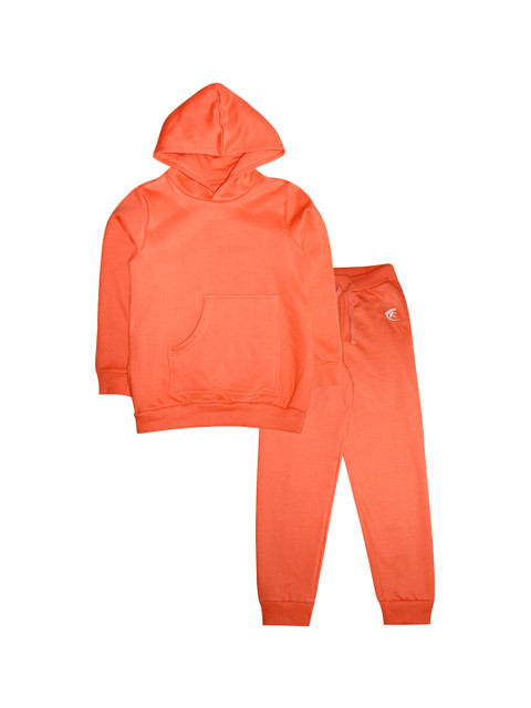 

KiddoPanti Kids Orange Solid Pure Cotton Tracksuit