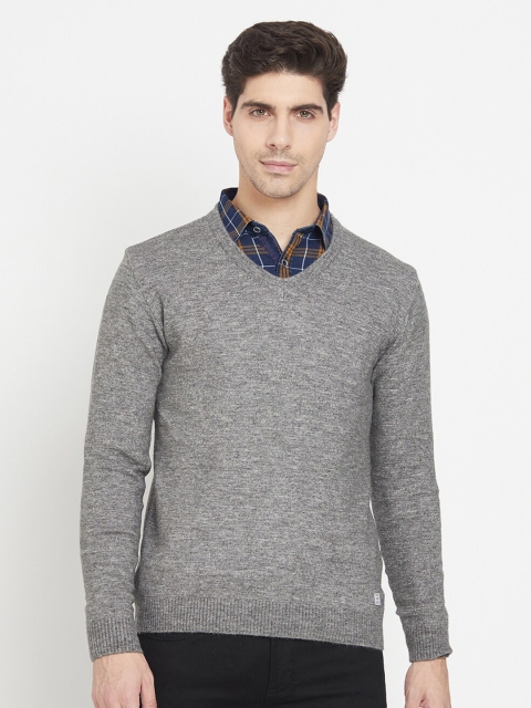 

METTLE Men Grey Acrylic Pullover Sweater