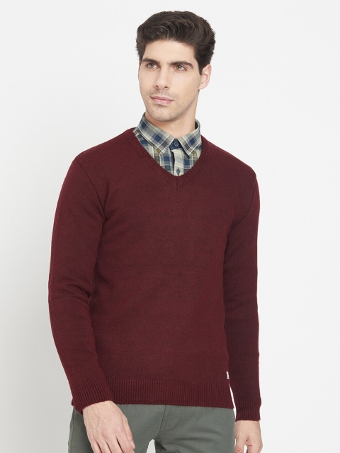 

METTLE Men Maroon Acrylic Pullover Sweater