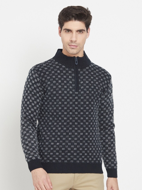 

METTLE Men Black & Grey Acrylic Pullover