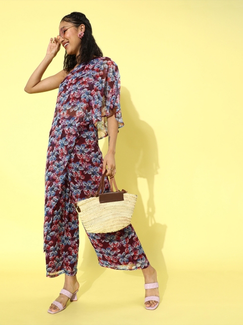 

Cation Woman Charming Maroon Printed Top with Palazzos