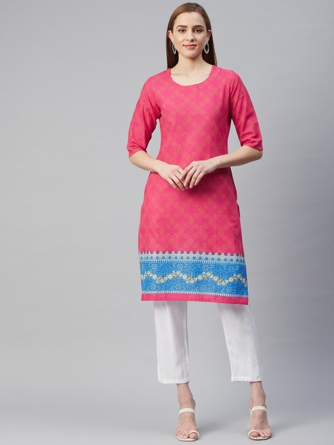 

Rangriti Women Pink Ethnic Motifs Cotton Kurta
