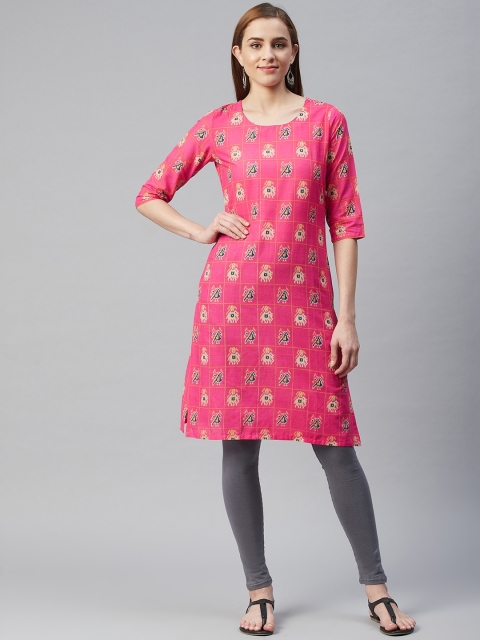 

Rangriti Women Pink Ethnic Motifs Printed Kurta
