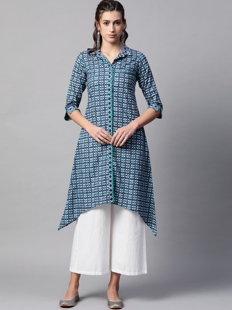 

Rangriti Women Navy Blue Ethnic Motifs Printed Kurta