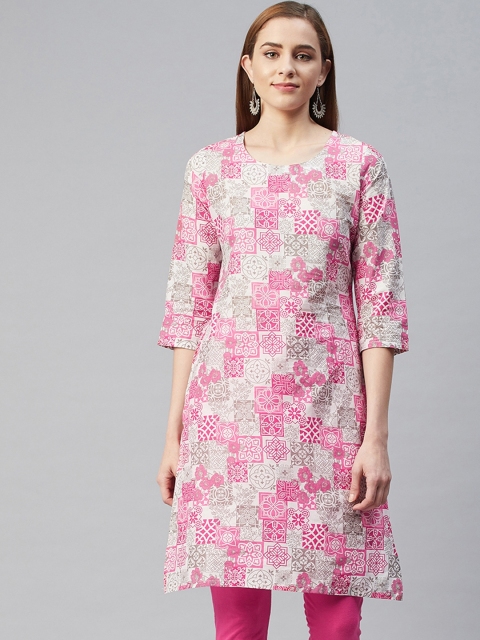 

Rangriti Women Pink Floral Cotton Kurta