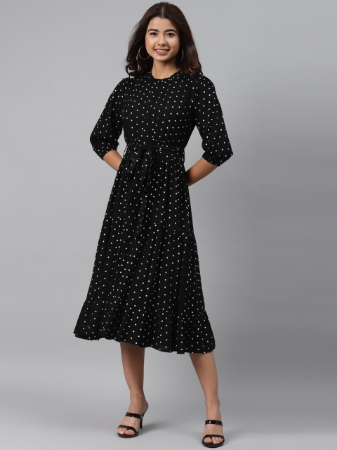 

GERUA Black Printed Midi Dress