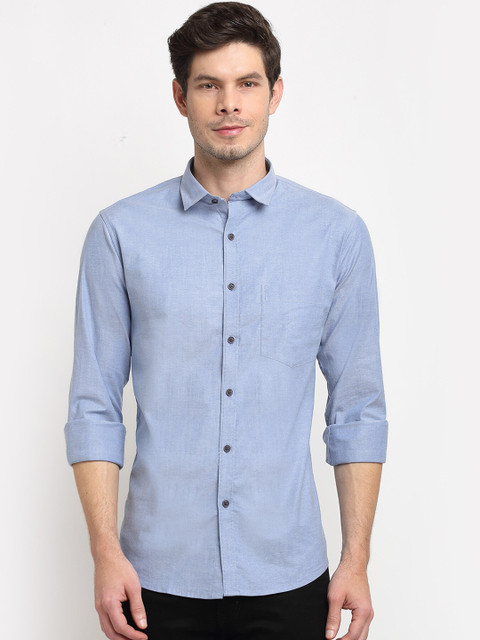 

La Mode Men Blue Slim Fit Opaque Casual Shirt